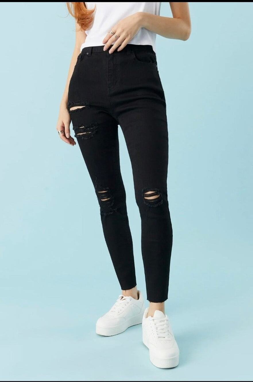 Refuge ripped skinny jeans black women's size 2